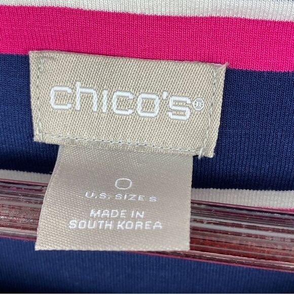 Chico’s Striped Flare Sleeve Knit Shirt Blue Pink 0 Small 4 - Picture 10 of 12